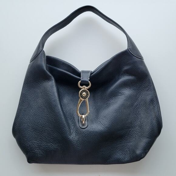 Dooney & Bourke Pebble Grain Logo Lock Sac in Navy - Picture 2 of 16